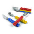 Snack Stacking LEGO compatible Blocks 3pc Cutlery Set Kids Toddler Spoon Fork Knife