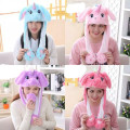 Unicorn Movable Ears Plush Animal Cap Hat with Dancing Ears - White Color