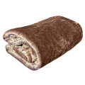 Super Soft 3 PLY HEAVY Quality Mink & Embossed Blanket - Brown (235x210cm)