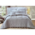 7 Piece LACE NET King Size Home bedding Comforter Set- Grey