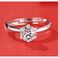 Elegantly enchanting 1carat Moissanite Diamond Solitaire on 925 Sterling Silver adjustable Ring