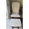 Wooden Adjustable Rocking Chair and Foot Stool and Cushions