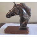 Horse Head Bust on Wooden Stand - Very Heavy