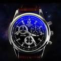 1 pcs fashion watch  men leather strap simulation  three eyes dial luminous outdoor  quartz watch.