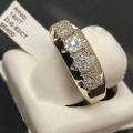 14K Yellow Gold Mens Diamond Band Tennis Pinky Ring Anniversary Gift Engagement Wedding Ring Jewelry