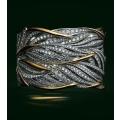 Gold Silver Color Big Band Wing Feather Ring
