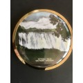 Vintage Souvenir Powder Compact - Victoria Falls, Southern Rhodesia-Gold Powder Compact-Made in Engl