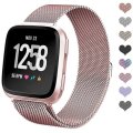 LARGE Strap Band for Fitbit Versa, Milanese Loop Stainless Steel Replacement Bracelet - ROSE GOLD
