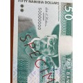 Namibia, 50 Namibia Dollars, 1993, UNC, p2s, SPECIMEN *** priced to sell