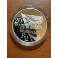 2014 * 20 year democracy silver R2 * one ounce of silver *** SCARCE PROOF