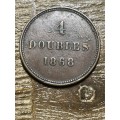 1868 Guernesey issue double 4 *** wonderful coin