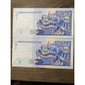Mauritius 50 rupees consecutive notes one price