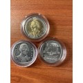 3 MANDELA COINS IN CAPSULES * 1994 inauguration(circ) 2000 smiley(circ) 2008 birthday (unc) 1 price