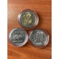 3 MANDELA COINS IN CAPSULES * 1994 inauguration(circ) 2000 smiley(circ) 2008 birthday (unc) 1 price