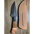 New Damascus hunting knife with leather sheath