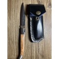 New hunting folding knife with leather sheath