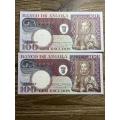 Angola   *  100 escudos  *  1973  *  2 consecutive notes