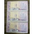 GHC de Kock *** R5 ***1989 3rd issue *** 3 consecutive notes