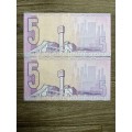 GHC de Kock *** R5 *** 1984 third issue *** 2 great consecutive notes