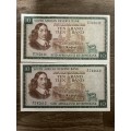 De Jongh *** R10 *** 1976 third issue *** 2 replacement consecutive notes, scarce