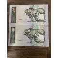 GHC de Kock *** R10 *** 1985 third issue *** 2 great consecutive notes