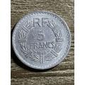 1945 *** French 5 Franc *** WW2 era aluminium coin