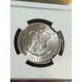 1939 2 Shilling!! AU58!! NGC! On Snap Friday Auction!! Very rare in any condition!!