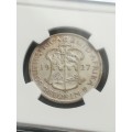 1927 Two Shilling!! Ultra Rare!! NGC Graded. Beautiful Coin!!Snap Friday Auction!!