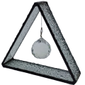 Stained Glass Triangular Suncatcher with Crystal Geometric Ball (Hand Made)