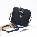 Womens Messenger Bag With Deer Charm - PU Leather - Black