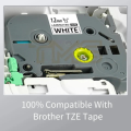 TZ-231 Label Tape Cartridge 12mm - Laminated Black On White - Pack Of 4 - Compatible with Brother