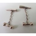 VERY RARE SOLID 9 CARAT HM GOLD BULLET DUMBBELL NOVELTY CUFF LINKS 3.6 GRAMS