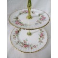 COLLECTIBLE VINTAGE TWO-TIER MOSS ROSE PARAGON CAKE MUFFIN STAND~NO DAMAGES