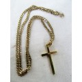 STUNNING SOLID 9 CARAT GOLD 48 CM LONG NECK CHAIN WITH SOLID 18 CT GOLD CROSS HEAVY VALUE R6500