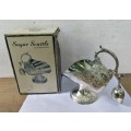 VINTAGE BOXED SP SUGAR SCUTTLE WITH SEPARATE SUGAR SCOOP VGC