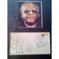 CRAZY ZERO START!!!! $$ All must GO!- CERTIFIED DESMOND TUTU AUTOGRAPH MOUNTED FOR FRAMING