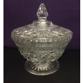 LARGE VINTAGE WEXFORD CUT-GLASS LIDDED COMPOTE CANDY JAR