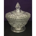 LARGE VINTAGE WEXFORD CUT-GLASS LIDDED COMPOTE CANDY JAR