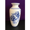REGENT CHINA - HAND PAINTED - DELFT BLUE VASE WITH ROSES