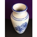 REGENT CHINA - HAND PAINTED - DELFT BLUE VASE WITH ROSES