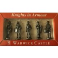 WESTAIR - WARWICK CASTLE- SET OF 5 PEWTER KNIGHTS IN ARMOUR - NEW STILL IN UNOPENED BOX