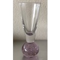 RARE VINTAGE SWEDISH PINK GLASS BUD VASE WITH BUBBLES IN BASE