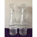 TWO GLASS DECANTERS - BEAUTIFUL DESIGN ON GLASS