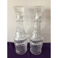 TWO GLASS DECANTERS - BEAUTIFUL DESIGN ON GLASS