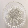 TWO VINTAGE 21CM PRESSED GLASS PLATES WITH FRUIT DESIGN
