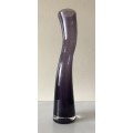 MURANO 37.5CM PURPLE HAND BLOWN CURVED GLASS VASE IN IMMACULATE CONDITION