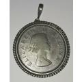 Vintage South African 1954 Half Crown Silver Pendant