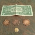 Collectable one penny coins 1/10oz  Krugerrand coin and one USD banknote