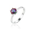 Natural Mystic Fire Rainbow Topaz Sterling Silver Ring