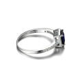 Blue Created Sapphire Sterling Silver Solitary Square Ring